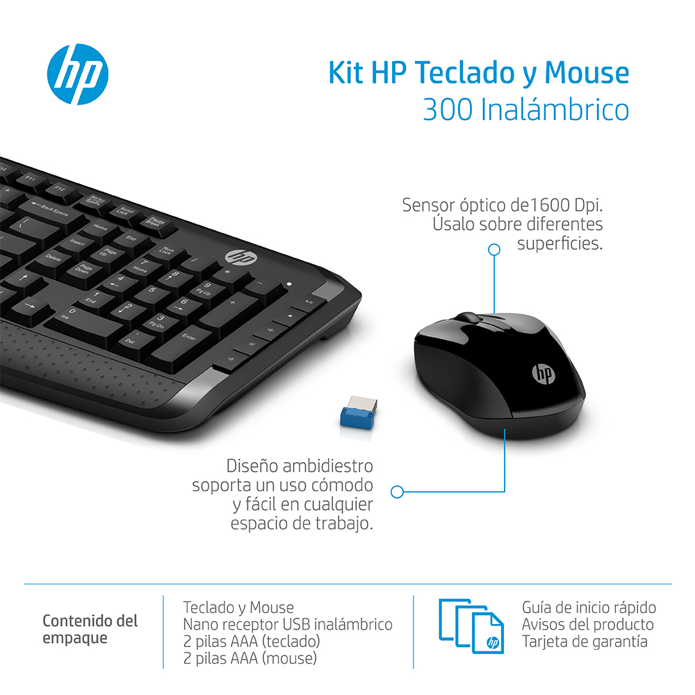 Teclado y Mouse HP 300 Inalámbricos (3ML04AA) Tienda México